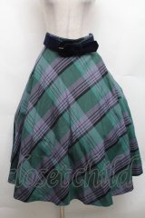 an another angelus / ビッグチェックフレアースカート F グリーン×ネイビー S-26-03-06-056-CA-SK-TE-ZS