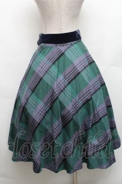 画像2: an another angelus / ビッグチェックフレアースカート F グリーン×ネイビー S-26-03-06-056-CA-SK-TE-ZS