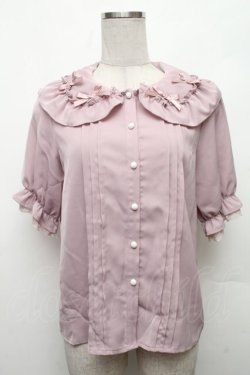 画像1: MA*RS / 襟フリルリボン半袖ブラウス  ピンク S-26-03-06-015-EL-BL-HR-ZS