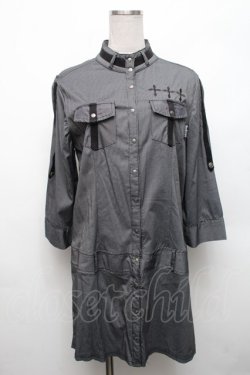 画像1: Ozz Croce / ロングシャツ  黒ｘ白 S-26-03-06-018-OO-TO-AS-ZS