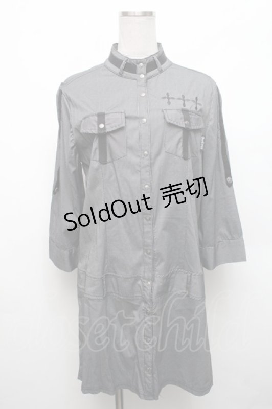 画像1: Ozz Croce / ロングシャツ  黒ｘ白 S-26-03-06-018-OO-TO-AS-ZS (1)