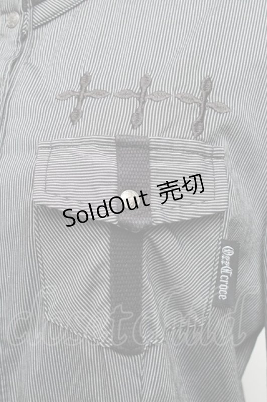 画像3: Ozz Croce / ロングシャツ  黒ｘ白 S-26-03-06-018-OO-TO-AS-ZS (3)