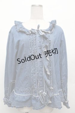 画像1: PINK HOUSE / デニムフリルブラウス  ブルー S-26-03-08-027-LO-BL-AS-ZS