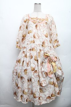 画像1: PINK HOUSE / フラワーピクニックたくし上げワンピース  オフ S-26-03-08-033-LO-OP-AS-ZS