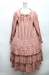 画像1: PINK HOUSE / いちご編みぐるみ段々チェックワンピース  ピンク S-26-03-08-037-LO-OP-AS-ZS (1)