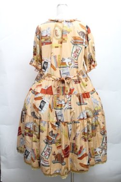 画像2: PINK HOUSE / 書斎の猫たちミディ丈ワンピース  オレンジ S-26-03-08-041-LO-ZA-AS-ZS