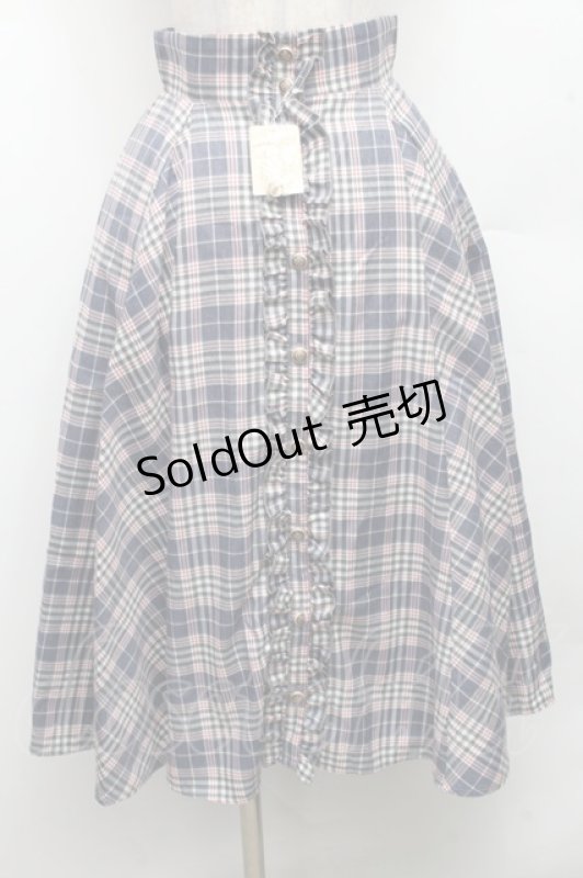 画像1: Secret Honey / チェック柄ロングスカート  ブルー S-26-03-08-053-CA-SK-HR-ZS (1)