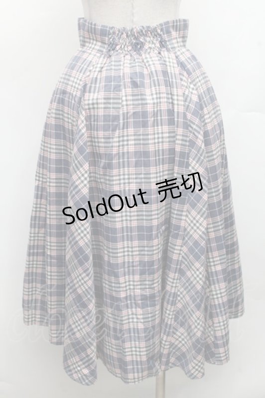 画像2: Secret Honey / チェック柄ロングスカート  ブルー S-26-03-08-053-CA-SK-HR-ZS (2)