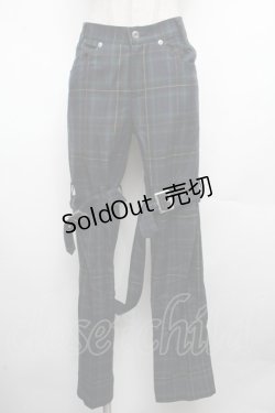 画像1: PEACE NOW / チェックボンテージパンツ  グリーン S-26-03-08-056-PU-PA-HR-ZS