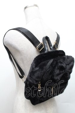 画像2: Secret Honey / ファーリボンミニリュック  黒 S-26-03-08-011-CA-BG-HR-ZS