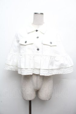 画像1: PINK HOUSE / ローンフリル使いデニムケープ  白 S-26-03-08-019-LO-JA-AS-ZS