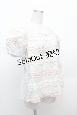 画像3: PINK HOUSE / ピコフリルボーダー半袖ブラウス  グレー S-26-03-08-023-LO-BL-AS-ZS