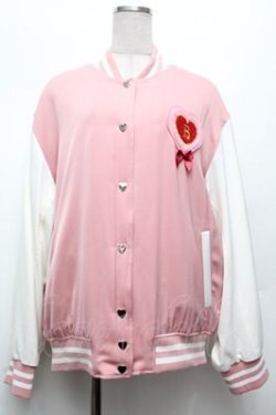 画像1: BABY,THE STARS SHINE BRIGHT / うさくみゃちゃんのSweet Loveスタジアムジャンパー  ピンク×白 S-26-03-10-056-BA-JA-TE-ZS