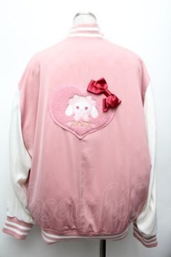 画像2: BABY,THE STARS SHINE BRIGHT / うさくみゃちゃんのSweet Loveスタジアムジャンパー  ピンク×白 S-26-03-10-056-BA-JA-TE-ZS