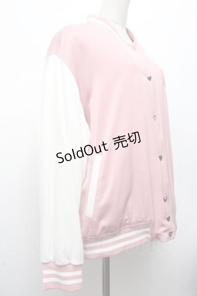 画像3: BABY,THE STARS SHINE BRIGHT / うさくみゃちゃんのSweet Loveスタジアムジャンパー  ピンク×白 S-26-03-10-056-BA-JA-TE-ZS (3)