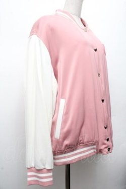 画像3: BABY,THE STARS SHINE BRIGHT / うさくみゃちゃんのSweet Loveスタジアムジャンパー  ピンク×白 S-26-03-10-056-BA-JA-TE-ZS