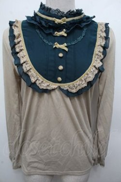 画像1: axes femme / 3つリボンブロッキングプルオーバー  ベージュｘグリーン S-26-03-10-060-AX-TO-AS-ZS