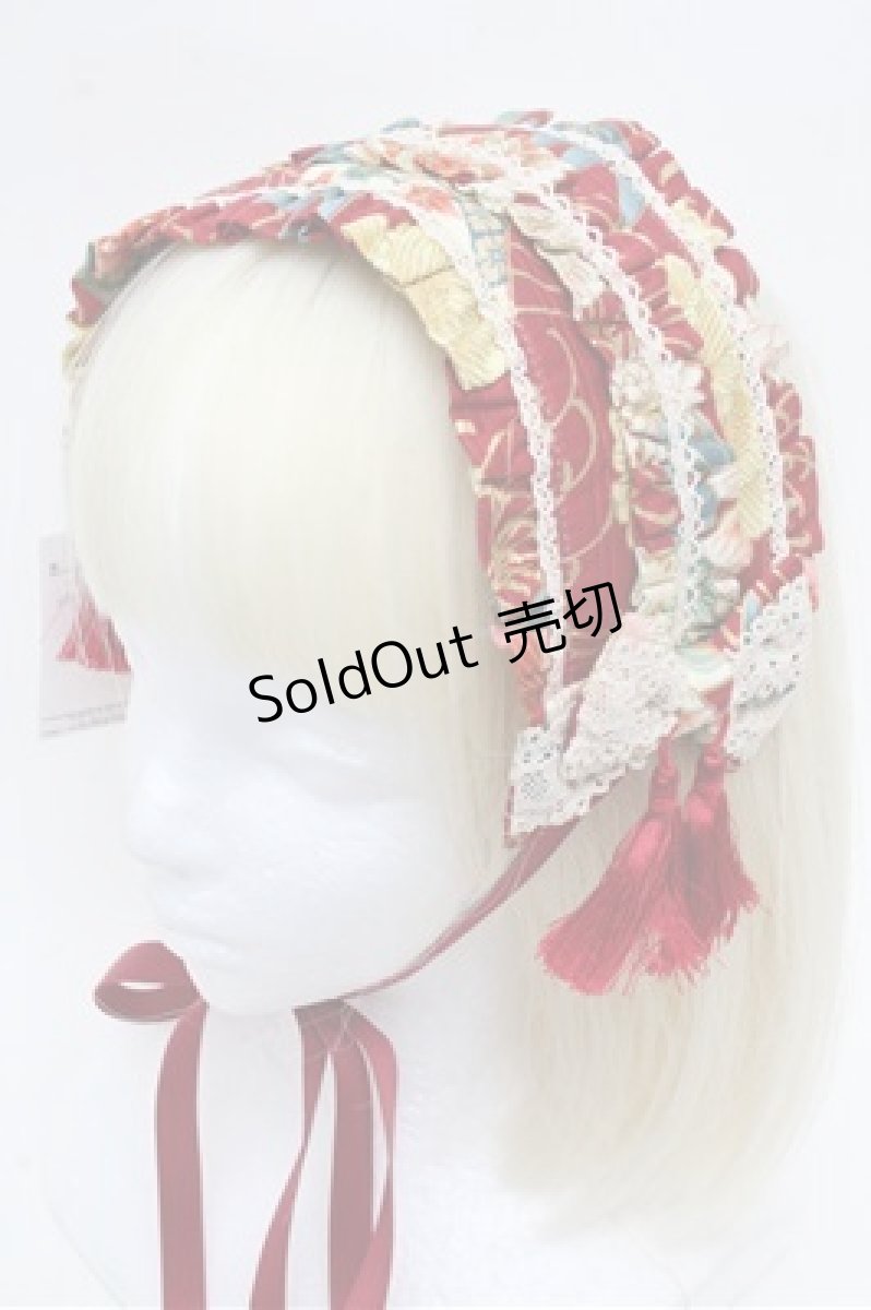 画像1: metamorphose / タッセル付きヘッドドレス(花と扇の和柄)  赤 S-26-03-10-011-ME-AC-HR-ZS (1)