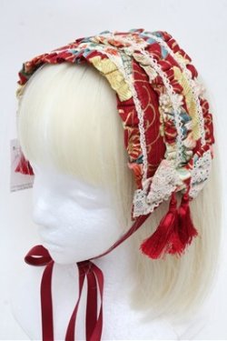 画像1: metamorphose / タッセル付きヘッドドレス(花と扇の和柄)  赤 S-26-03-10-011-ME-AC-HR-ZS