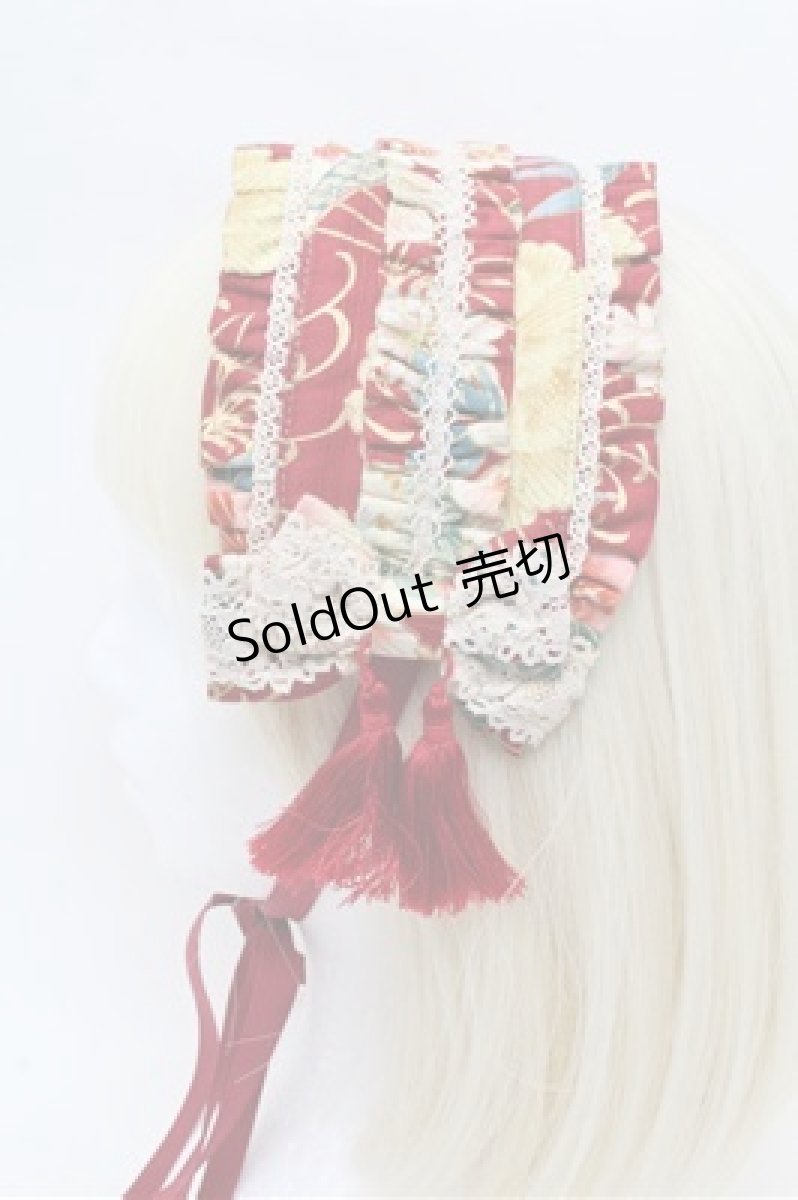 画像2: metamorphose / タッセル付きヘッドドレス(花と扇の和柄)  赤 S-26-03-10-011-ME-AC-HR-ZS (2)