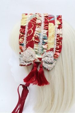 画像2: metamorphose / タッセル付きヘッドドレス(花と扇の和柄)  赤 S-26-03-10-011-ME-AC-HR-ZS