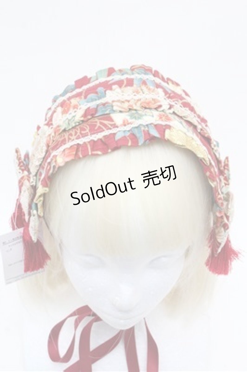 画像3: metamorphose / タッセル付きヘッドドレス(花と扇の和柄)  赤 S-26-03-10-011-ME-AC-HR-ZS (3)