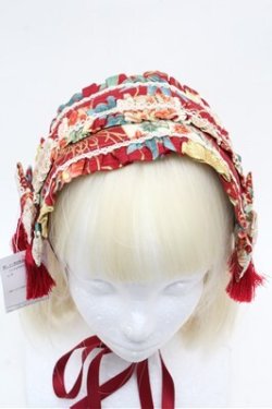 画像3: metamorphose / タッセル付きヘッドドレス(花と扇の和柄)  赤 S-26-03-10-011-ME-AC-HR-ZS