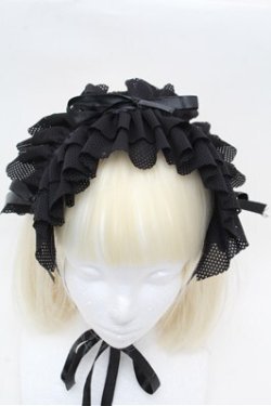 画像2: MARBLE / リボンフリルヘッドドレス（黒ネット×サテンリボン)  黒 S-26-03-10-014-GO-AC-HR-ZS