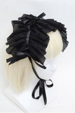 画像3: MARBLE / リボンフリルヘッドドレス（黒ネット×サテンリボン)  黒 S-26-03-10-014-GO-AC-HR-ZS