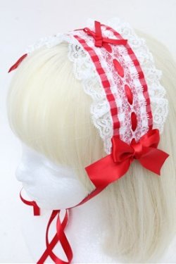 画像1: LOLITA / レースヘッドドレス  赤ｘ白 S-26-03-10-015-LO-AC-HR-ZS