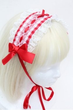 画像2: LOLITA / レースヘッドドレス  赤ｘ白 S-26-03-10-015-LO-AC-HR-ZS