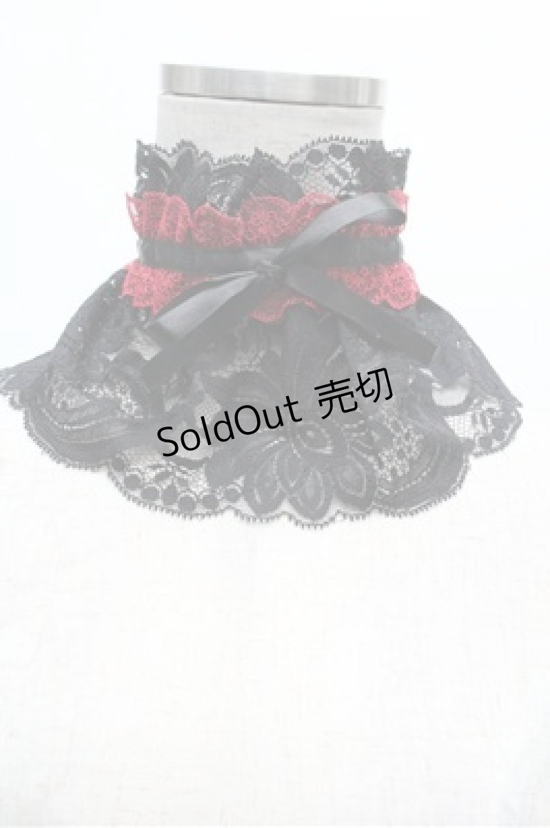 画像1: MARBLE / レース付け襟  黒ｘ赤 S-26-03-10-035-GO-TO-HR-ZS (1)