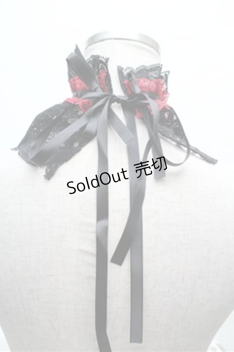 画像2: MARBLE / レース付け襟  黒ｘ赤 S-26-03-10-035-GO-TO-HR-ZS (2)