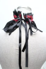 画像2: MARBLE / レース付け襟  黒ｘ赤 S-26-03-10-035-GO-TO-HR-ZS (2)