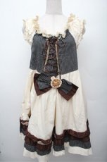 画像1: Dangerous nude / ストライプ切替ジャンパースカート  アイボリー S-26-03-12-036-PU-OP-HR-ZS (1)