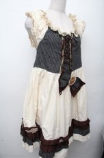 画像3: Dangerous nude / ストライプ切替ジャンパースカート  アイボリー S-26-03-12-036-PU-OP-HR-ZS (3)