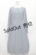 m petit by misako / AM*レースエリプリーツワンピース L ブルー S-26-03-12-041-LO-OP-AS-ZS