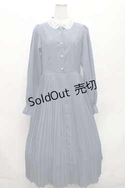 画像1: m petit by misako / AM*レースエリプリーツワンピース L ブルー S-26-03-12-041-LO-OP-AS-ZS