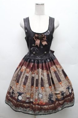 画像1: ALICE and the PIRATES / Fleeting moments〜月下の不思議な珈琲店〜柄ジャンパースカートI  黒 S-26-03-12-044-PA-OP-HR-ZS