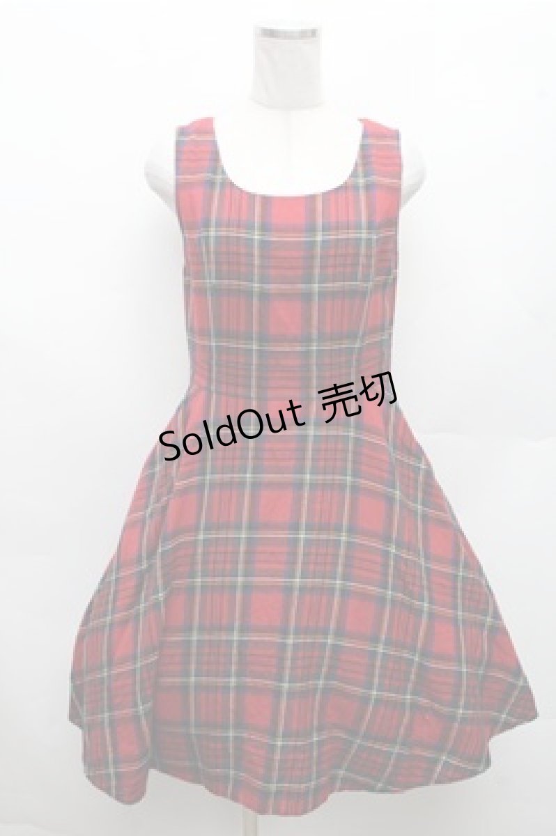 画像1: Jane Marple / ウールタータンチェックジャンパースカート  赤 S-26-03-12-048-JM-OP-AS-ZS (1)
