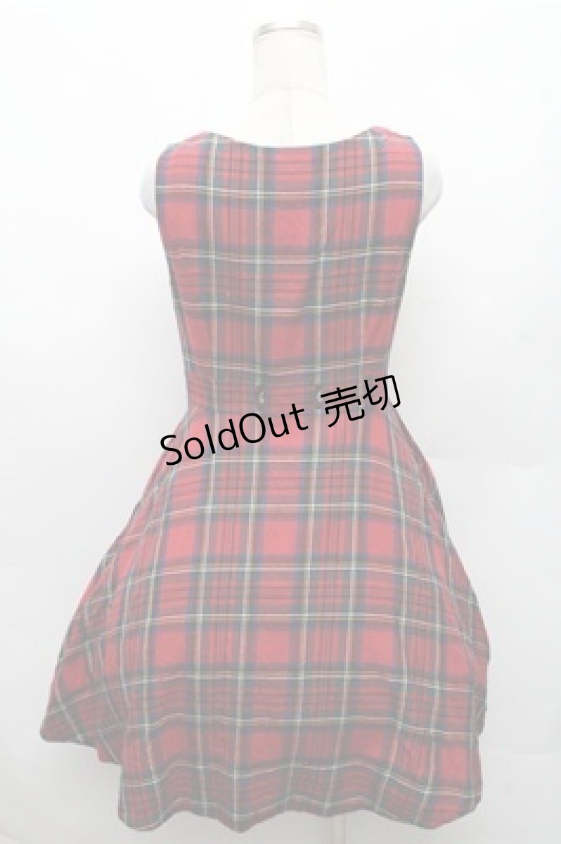 画像2: Jane Marple / ウールタータンチェックジャンパースカート  赤 S-26-03-12-048-JM-OP-AS-ZS (2)