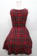 画像2: Jane Marple / ウールタータンチェックジャンパースカート  赤 S-26-03-12-048-JM-OP-AS-ZS (2)
