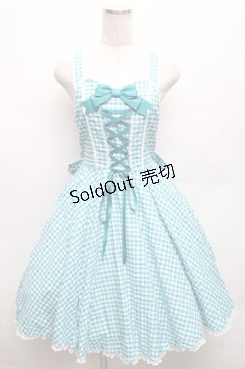 画像1: metamorphose / Sugarサーキュラージャンパースカート(ギンガム)  ミントブルー S-26-03-12-051-ME-OP-AS-ZS (1)