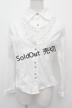 画像1: GRAMM / 胸元ビーズデザインブラウス  白 S-26-03-12-015-HN-TS-HR-ZS