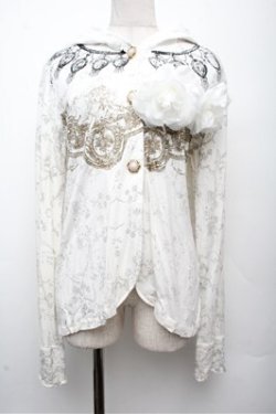 画像1: VII / プリントフード付きカーディガン  白 S-26-03-12-017-HN-TO-HR-ZS