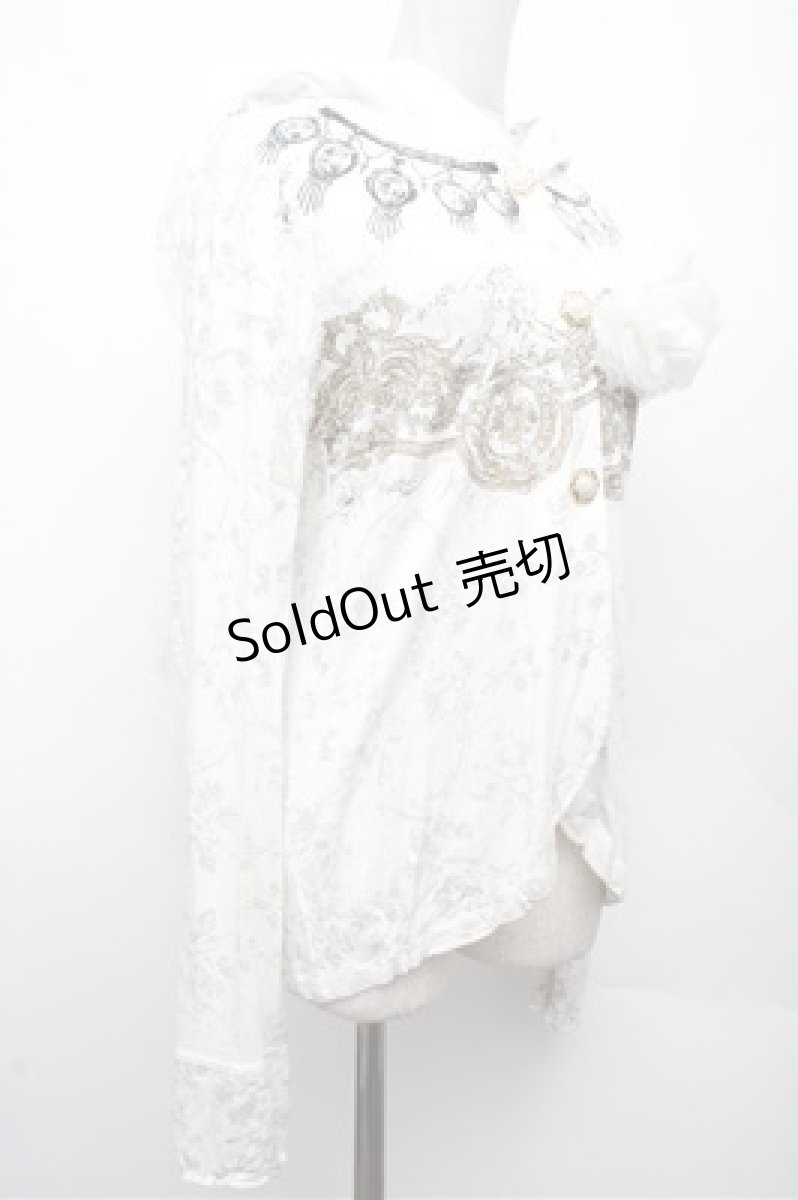 画像3: VII / プリントフード付きカーディガン  白 S-26-03-12-017-HN-TO-HR-ZS (3)