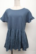 axes femme / レース切替トップス  ブルー S-26-03-12-018-AX-TO-AS-ZS