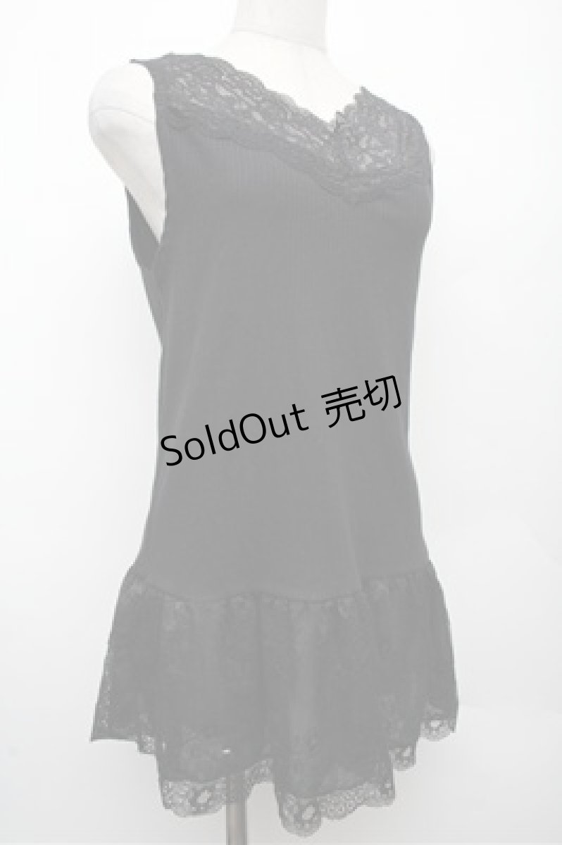 画像3: axes femme / スカラップレースロングタンク  黒 S-26-03-12-022-AX-TO-AS-ZS (3)