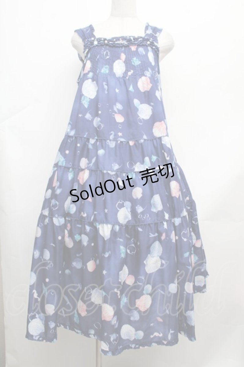 画像1: PINK HOUSE / シーシェルプリントキャミワンピース  紺 S-26-03-14-030-LO-OP-AS-ZS (1)