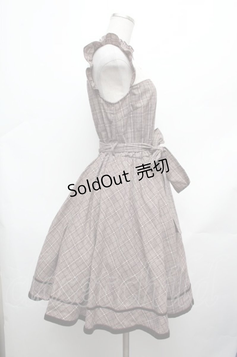 画像2: axes femme POETIQUE / バラ刺繍入りチェックワンピース  ブラウン S-26-03-14-031-AX-OP-HR-ZS (2)